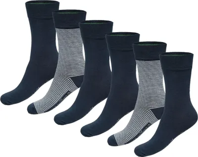 Image de Bamboo Basics chaussettes 6 paires knitted anklet socks navy print uni