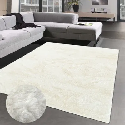Produktbild von Kunstkaninchenfell Wohnzimmer Dekoteppich schön weich - creme Größe - 140 x 200 cm