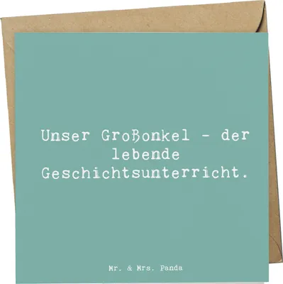 Produktbild von Mr. & Mrs. Panda Klappkarte Spruch Großonkel Geschichtsunterricht - Meeresbrise - Geschenk, herzerwärmende Sprüche, Verwandtschaftsbeziehung, Glückwunschkarte, Anekdoten