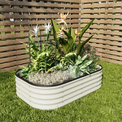 Produktbild von Livingandhome Gardens Plan Ovales Hochbeet aus Stahl – Platzsparend & Wetterfest