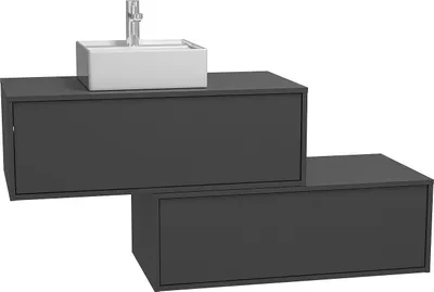 Produktbild von Waschbeckenunterschrank hängend mit Einzelwaschbecken & zwei Schubladen - Anthrazit - 94 cm - TEANA II