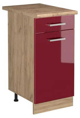 Productafbeelding van Keukenonderkast Vicco R-Line Rode hoogglans/Goudkleurig Eiken 40 cm goudkleurig eiken werkblad, Model 61153
