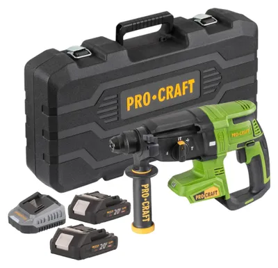 Produktbild von Procraft PHA40bb-c Akku Bohrhammer 20 V 2,6 J SDS plus Brushless + 2x Akku 2,0 Ah + Ladegerät + Koffer