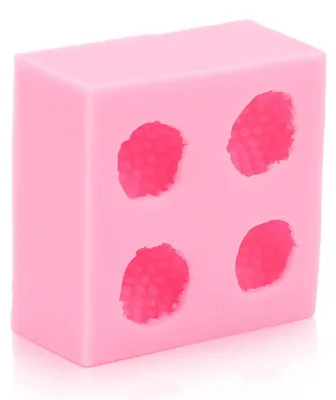 Productafbeelding van Siliconen vorm voor aardbeien, 4 kuiltjes, roze, geschikt voor taarten, fondant en chocolade