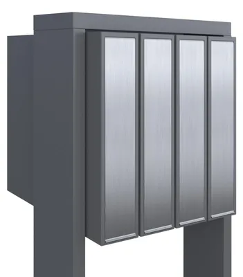 Produktbild von Briefkastenanlage Flag for Four in Grau Metallic mit Edelstahlklappe