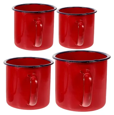 Produktbild von 4 Stück Emaillebecher Kleine Campingbecher aus Robustem Emaille Vielseitige Wasser- und Milchbecher In Verschiedenen Größen für Zuhause und Outdoor
