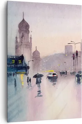 Produktbild von Bild auf Leinwand - Leinwandbild - Einteilig - Aquarell Stadt historische Denkmäler - 70x100cm - Wand Bild - Wandbilder - Leinwanddruck - Wanddekoration - Leinwand bilder - Wandbild - PA70x100-4579