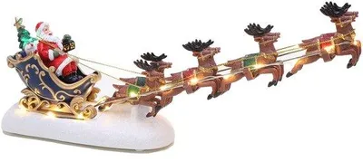 Productafbeelding van 34 cm LED Verlichte Kerstdecoratie met Kerstman en Rendieren