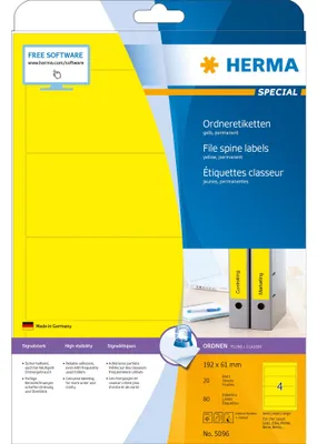 Immagine prodotto di Etichette per cartelle A4 giallo 192x61 mm carta opaca 80 pz.