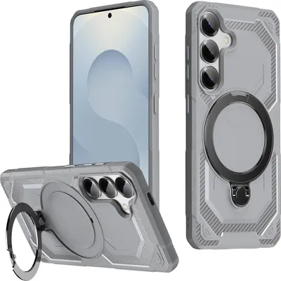 Immagine prodotto di Custodia MagSafe per Samsung Galaxy S25/S24 - Cover posteriore Phonesta IronLock con anello - Grigio