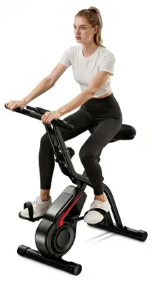Produktbild von Heimtrainer, Fitnessfahrrad mit 8 Widerstandsstufen, LCD-Monitor und komfortablem Sitz, leises Indoor-Fahrrad für das Heim-Fitnessstudio,bis 300LBS