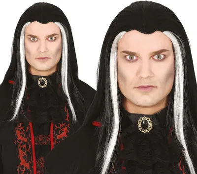 Imagen del producto de Peluca de Halloween de vampiro, pelo largo, blanco y , para adultos, diseño elegante. Color: