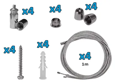 Immagine prodotto di Alcapower Kit di sospensione professionale per pannelli LED, set cavi in acciaio regolabili con attacco a soffitto, installazione versatile, 100cm