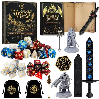 Obrázek produktu pro DND Adventní Kalendář s Kostkami 2026 s Zápisníkem Dobrodruha RPG Dárek