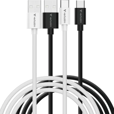 Obrázok produktu pre Verbatim 32393, 1 m, USB A, USB C, USB 2.0, 0,48 Gbit/s, Čierna, Biela