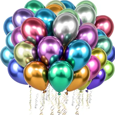 Immagine prodotto di Set con 60 palloncini colorati in lattice e 3 rotoli di nastri decorativi