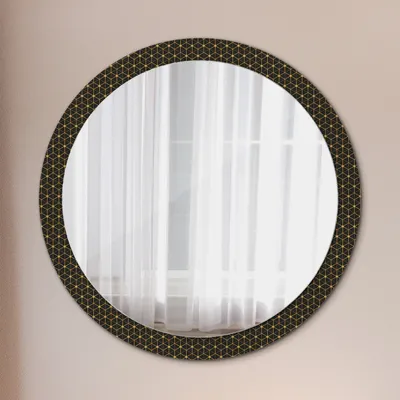 Produktbild von Spiegel Rund mit Aufdruck - Wandspiegel Design Wandmontage – Badspiegel - Rundspiegel - Sechseckig Geometrie - Runder: Ø100cm