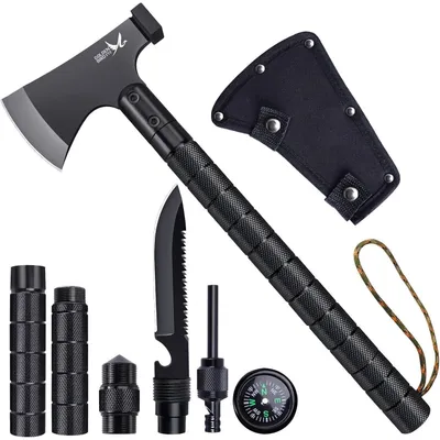 Productafbeelding van Axt Camping Survival multifunctiongereedschap 9-in-1: kompas, fluit, 41 cm