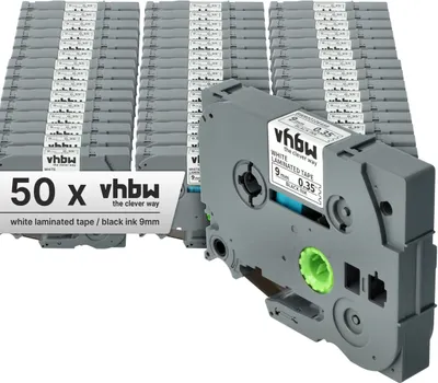 Produktbild von vhbw 50x Schriftband-Kassette Ersatz für Brother TZ-221, TZE-221 für Etiketten-Drucker 8m x 9mm Schwarz auf Weiß