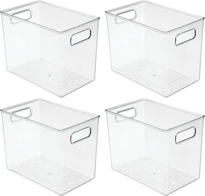 Produktbild von Aufbewahrungsbox Kühlschrankbox Kunststoff Griffe 4er Set mDesign transparent
