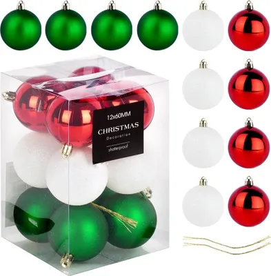 Produktbild von Vilde | Christbaumkugeln - 12er Set - Bruchfest - Kunststoff - Weihnachtskugeln Bunt 6cm