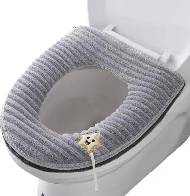 Produktbild von Weiche WC-Sitzbezüge mit Griff - 2 Stück - Grau