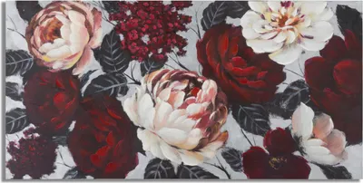 Image de FURNLUX Art mural Fleur rouge 150cm / Couleur principale : rouge / Dimensions : 150 x 76 x 4 cm