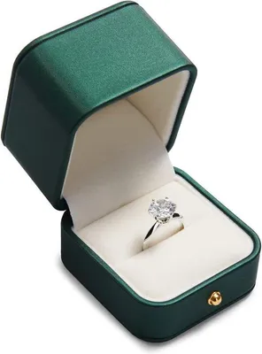 Immagine prodotto di Scatola in legno per anelli di fidanzamento  in pelle di alta qualità - nero-verde