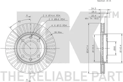 Immagine prodotto di 2x Disco freno NK 319918 per PEUGEOT 206 Hatchback (2A/C) 205 Van