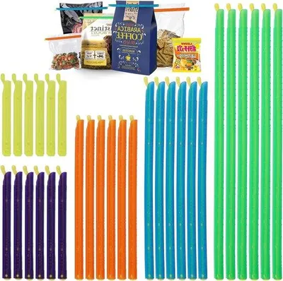 Obrázok produktu pre Plastové uzávery na vrecká, 25 ks, rôzne veľkosti, recyklovateľné, na skladovanie potravín