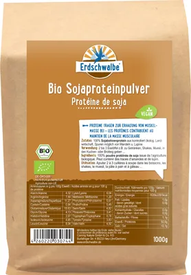 Produktbild von - Bio Soja Proteinpulver - veganes Protein - 1kg von Erdschwalbe