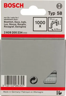 Zdjęcie produktu dla Bosch 2 609 200 234, Zszywki paczka, 6 mm, Naprawa, 1000 zszywek, Stal nierdzewna, Karton, Drewno