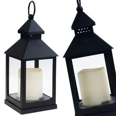 Produktbild von Led Laterne Lampe Schwarz Für Haus Garten Batterie Beleuchtung Balkon Terrasse