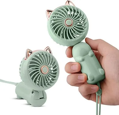 Produktbild von JYPS Tragbare Handheld -Lüfter, Mini -USB -Lüfter wiederaufladbarer Akku 3 Geschwindigkeiten süße persönliche kleine elektrische Mädchen/Frauen/Kinder