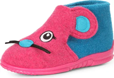 Produktbild von Ladeheid Kinder Mädchen Jungen Hausschuhe aus Filz LA-606 (Maus Rosa Türkis, 21 EU)