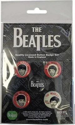 Image de The Beatles - Portraits - Lot de 5 badges vintage RO10183 (taille unique) (rouge/noir/blanc)