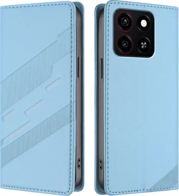 Produktbild von Hülle für ZTE Blade V70, Kunstleder Brieftaschen Handyhülle mit Kartenfach und Standfunktion Hellblau