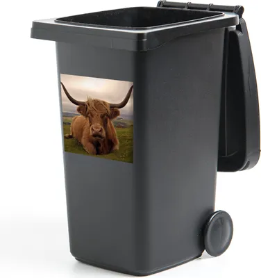 Produktbild von MuchoWow® Mülltonnenaufkleber Schottischer Highlander - Tiere - Berg 40x40 cm - Abfall-Aufkleber - Container - für Abfallcontainer