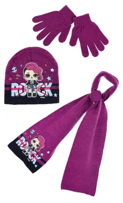 Produktbild von L.O.L. Surprise! Kinder Winter-Set 3-tlg. Mütze, Schal und Handschuhe           , Farbe:Lila, Größe:52