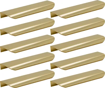 Produktbild von 10er-Set Goldene Aluminium Möbelgriffe 350 mm - Mattschwarz, für Schränke, elegante und langlebige Designlösung für Ihr Zuhause.