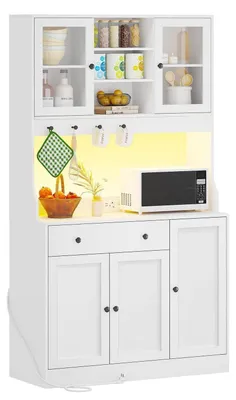 Obrázok produktu pre Kúpeľňová skrinka/komoda s LED osvetlením a zásuvkou, 103,5 x 40 x 180 cm, biela