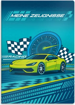 Produktbild von itenga Zeugnismappe A4 Kunststoff Sichtbuch Motiv Rennauto NITRON