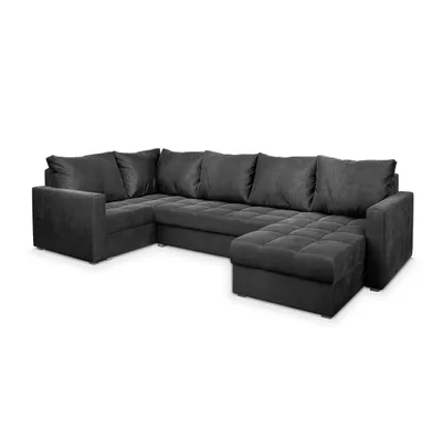 Produktbild von Masseno Ecksofa LORIVO L-S mit Schlaffunktion U-Form, Sofa mit Bettkasten, Wohnzimmersofa, Couch, Soffa, Bettsofa, Couchgarnitur- Grau, PAROS 06