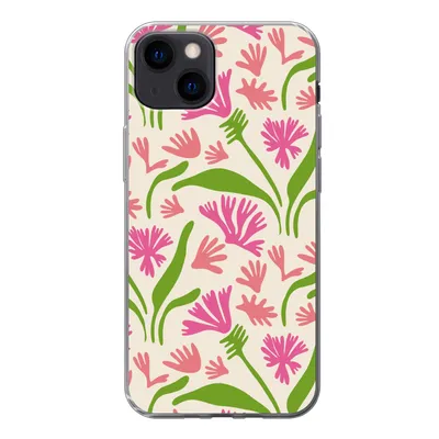 Produktbild von MuchoWow® Handyhülle Schutzhülle Hülle für iPhone 13 Blume - Muster - Blatt Silikon Softcase Handy Hülle - Karteninhaber