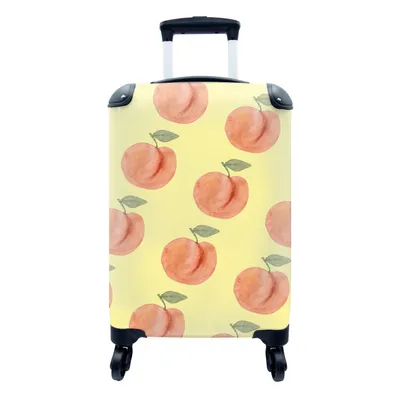 Produktbild von MuchoWow® Koffer Handgepäck Trolley Rollkoffer Kleine Reisekoffer mit 4 Rollen - Pfirsiche - Aquarell - Schablonen - Cabin Size < 55x40x23 cm & 55x40x20 cm - Fotokoffer - Kabinenkoffer - Boardgepäck - Reise-Box - Reisekoffer - Reisegepäck - Koffer mit Bild - Trolley für Kinder