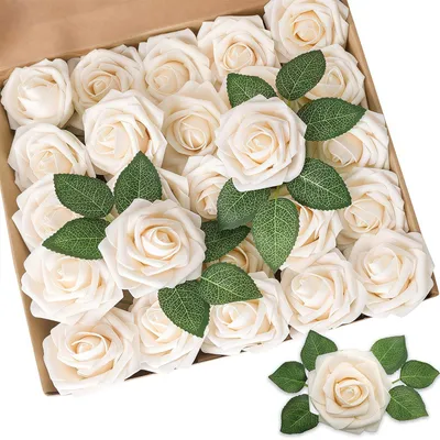 Produktbild von Künstliche Rosen - 25 Stück Schaumrosen - Dekoration - Champagner
