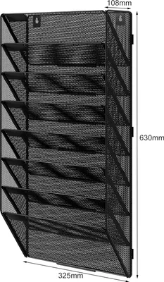 Produktbild von 8-lagiger A4 Wandhalter - Dokumentenorganizer - Schwarz