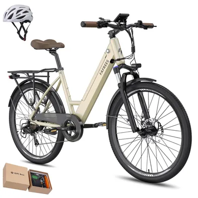 Produktbild von Elektrofahrrad MTB, Pannensichere Reifen 26 Zoll, Rostfreie Aluminiumlegierung bis zu 90 - 110 km, Wasserdicht IP54 mit 7 Gang, Gold