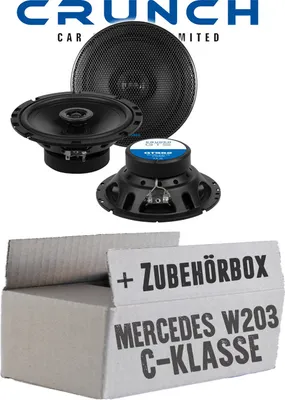 Produktbild von lasse W203 Front - Lautsprecher Boxen Crunch GTS62 - 16,5cm 2-Wege Koax GTS 62 Auto Einbauzubehör - Einbauset passend für Mercedes C-Klasse JUST SOUND best choice for caraudio