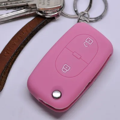 Produktbild von Auto Schlüssel Silikon Schutz Hülle Rosa kompatibel mit Audi A2 A3 A4 A6 S4 TT S6 bis 2007 2 Tasten Klappschlüssel